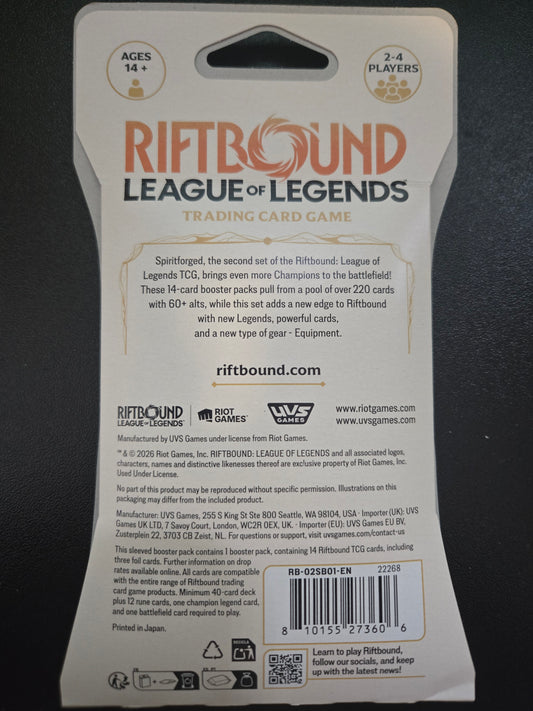 Spiritforged Sleeved Booster Pack (Riftbound: League of Legends TCG)