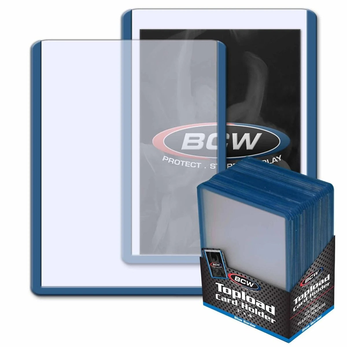 BCW 3x4 Topload Card Holder Blue Border- Standard (25-Count)