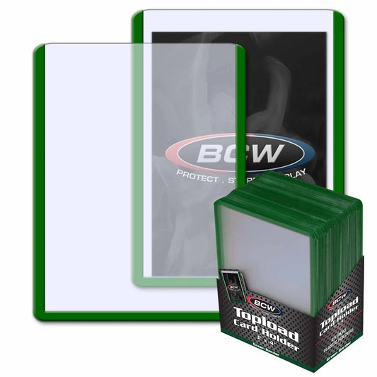 BCW 3x4 Topload Card Holder Green Border- Standard (25-Count)