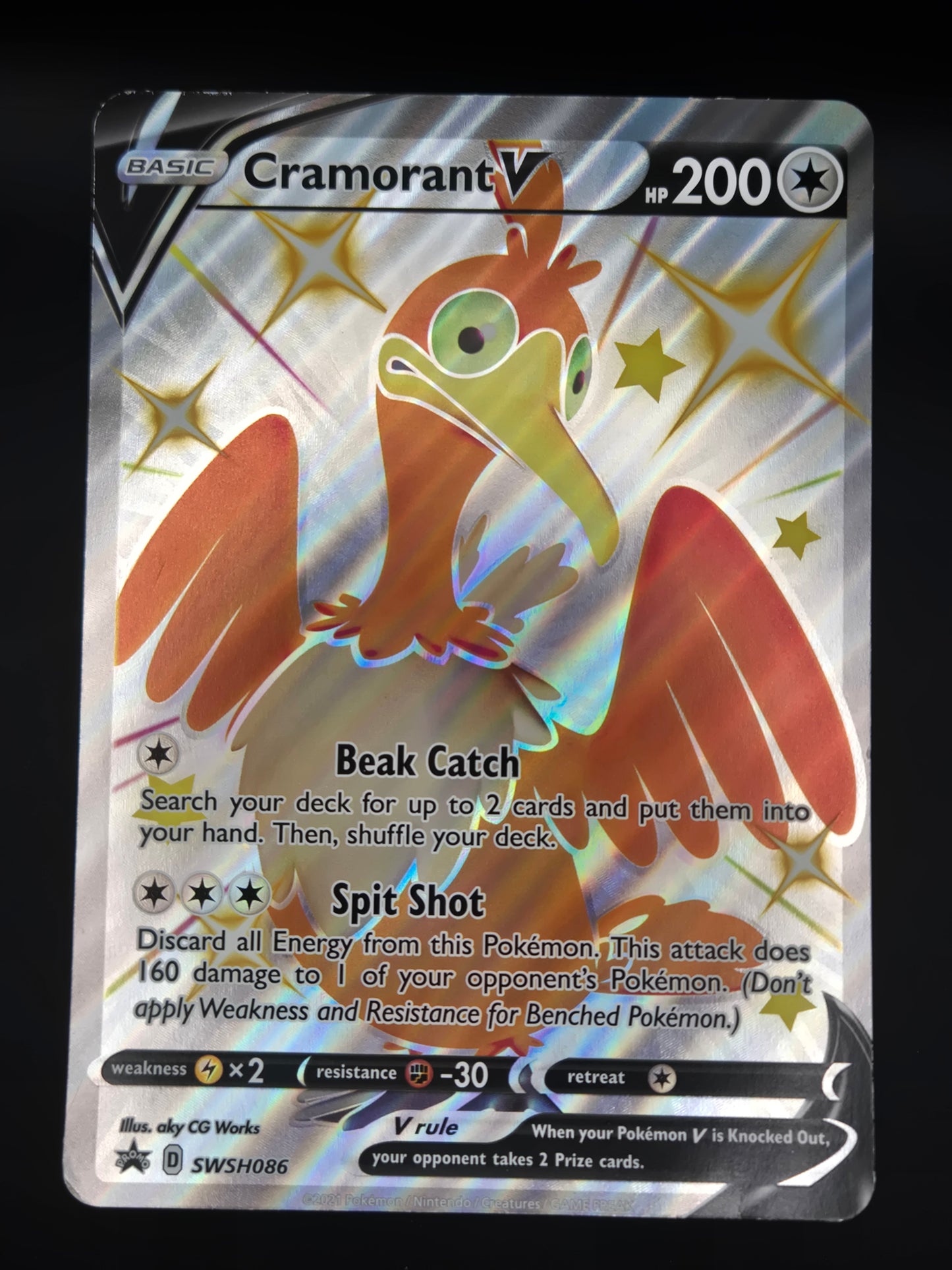 Shiny Cramorant V - SWSH086 - Sword & Shield Black Star Promo (Jumbo)