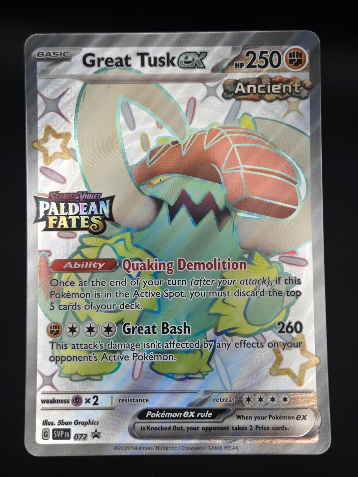 Shiny Great Tusk ex - SVP072 - Paldean Fates Black Star Promo (Jumbo)