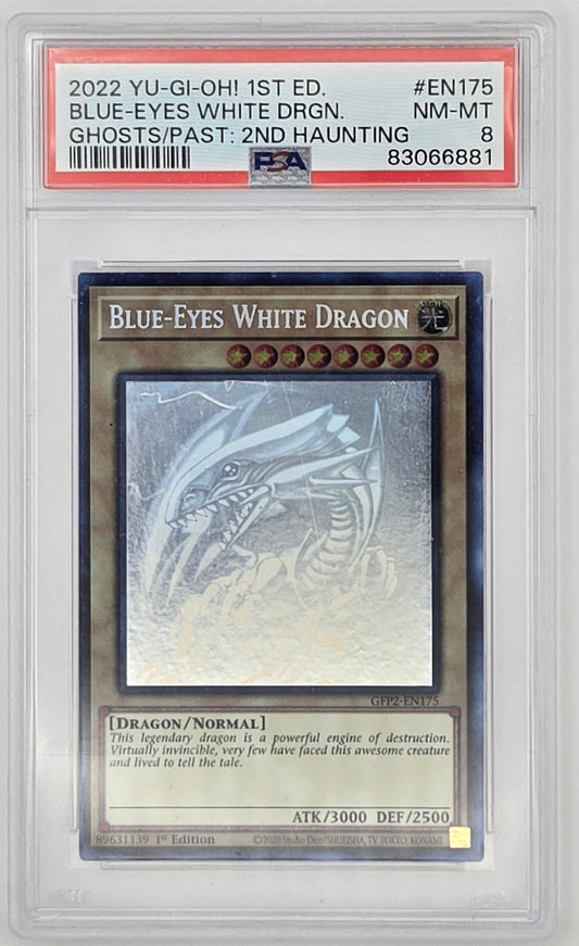 Blue-Eyes White Dragon (Ghost Rare) – Ghosts From the Past: The 2nd Haunting – PSA 8 NM-MT (1st Edition)