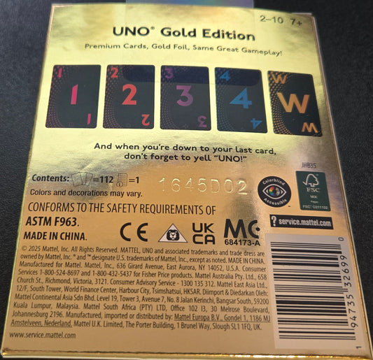 UNO Gold Edition Card Game